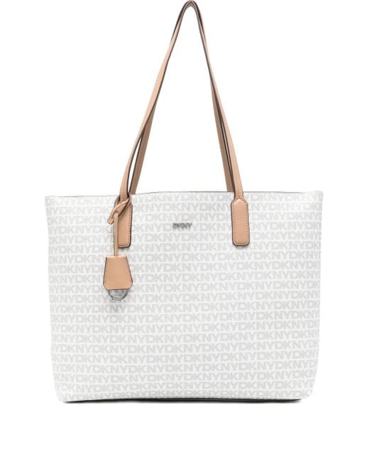 DKNY White Mittelgroße Tote Bag Mit Logo-Muster