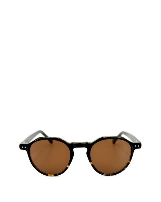 Lesca Black Icon Round-Frame Sunglasses