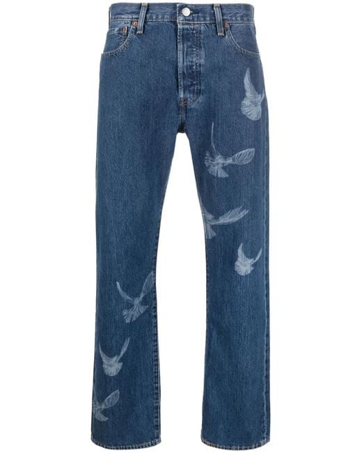 Logo-Patch Straight-Leg Jeans Levi's de hombre de color Blue