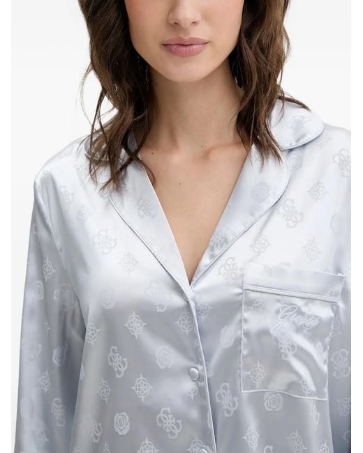Guess Gray Sylvie Logo-Print Pocket Pajamas