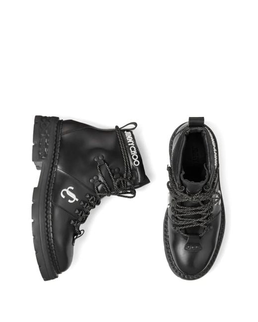 Jimmy Choo Black Marlow Monogram Hiking Boots for men
