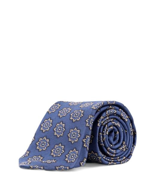 Cravate En Soie Kiton pour homme en coloris Blue
