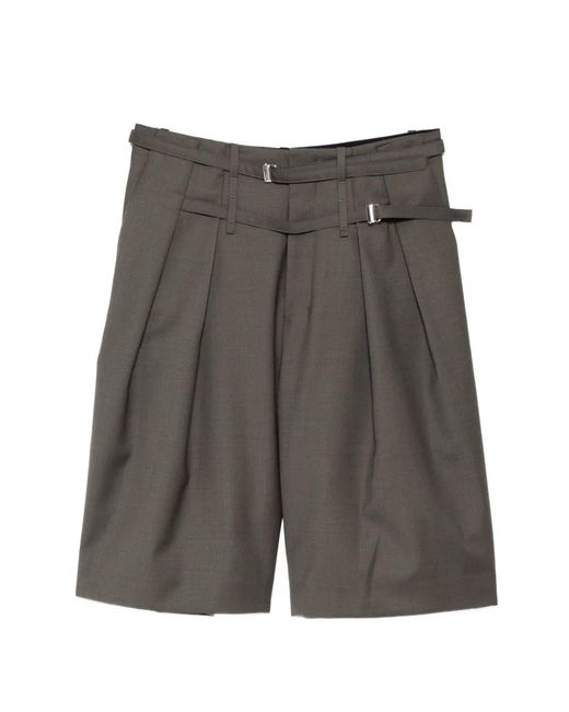 JNBY Gray Textured Wool-Blend Shorts