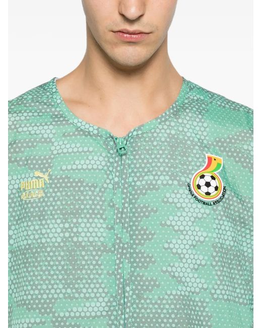 PUMA Green Patterned Zip-Up Jacket for men