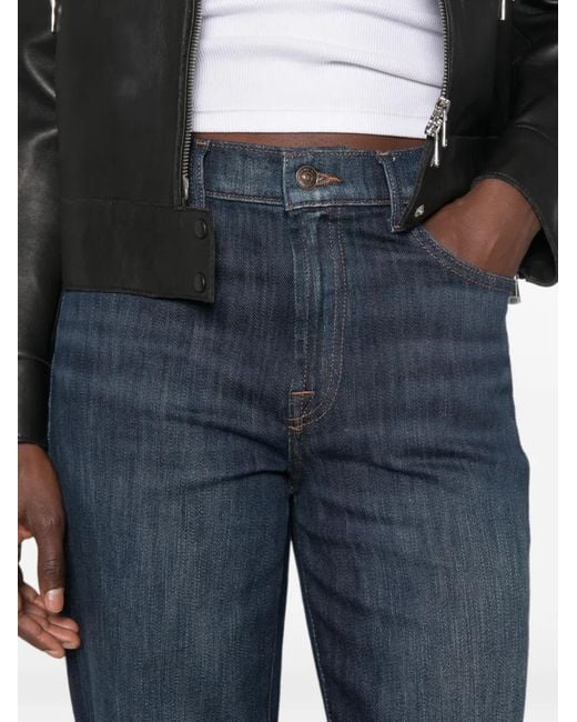 7 For All Mankind Blue Stovepipe Belt-Loop Jeans
