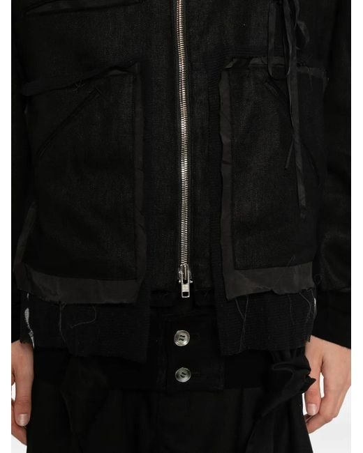 Midorikawa Black Raw-Edge Zip-Up Jacket for men