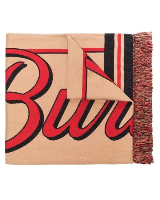 Burberry Sjaal Met Geborduurd Logo in het Roze | Lyst NL