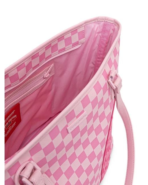 Sprayground Pink Sugar Drip Candy Bite Check-Pattern Tote Bag