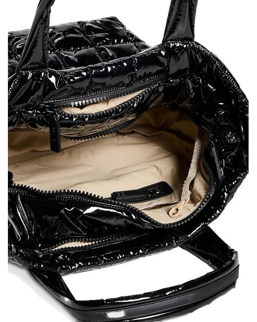 VEE COLLECTIVE Black Artificial-Leather Quilted Tote Bag