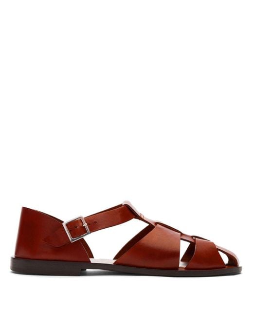 Scarosso Red Apollo Buckle-Fastening Leather Sandals for men