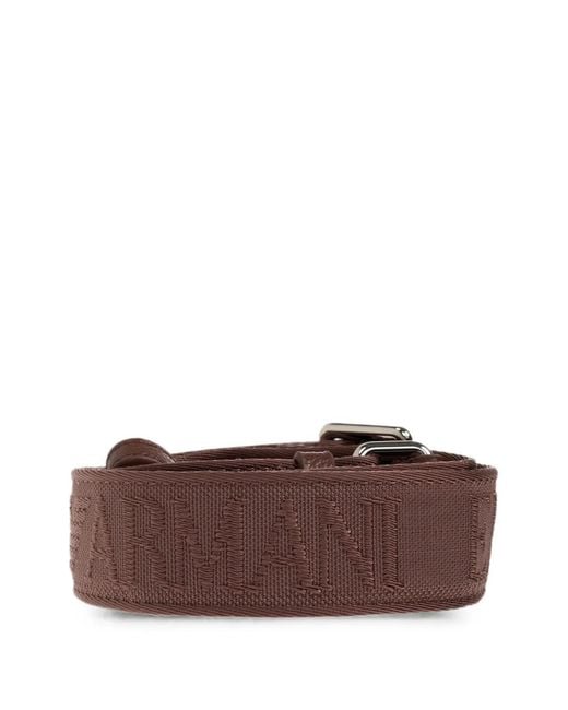 Emporio Armani Brown Logo-Print Grained-Effect Tote Bag