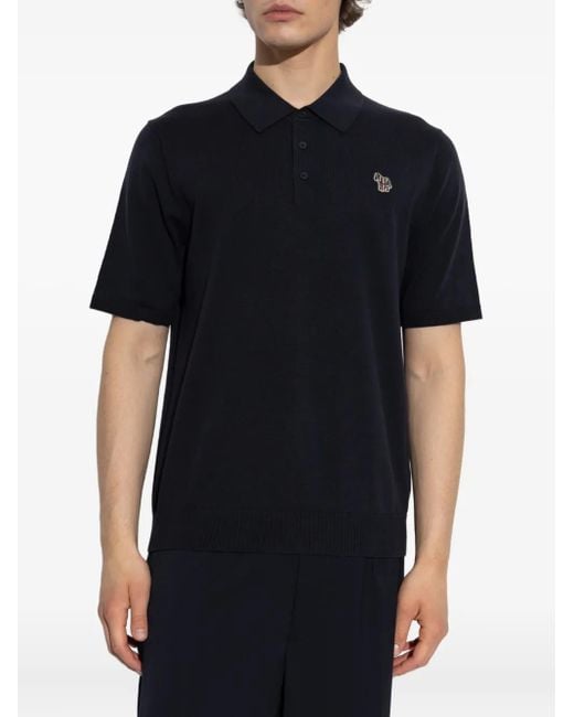 Paul Smith Black Embroidered-Logo Polo Shirt for men