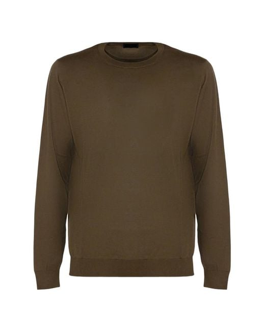 Drumohr Green Ribbed Crew-Neck Sweatshirt for men