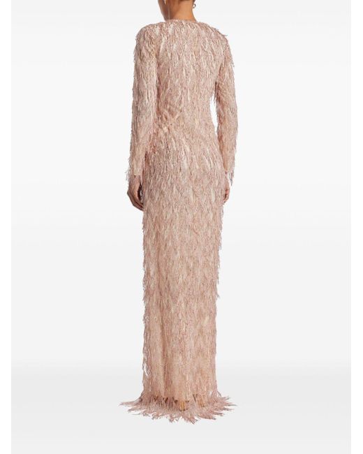 Tom Ford Maxi-jurk Met Franje En Chevron Streep in het Pink