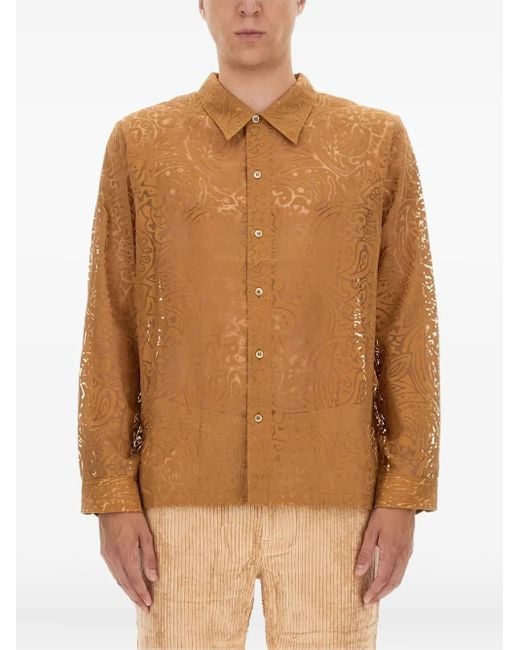 Séfr Brown Maui Lace-Detail Shirt for men