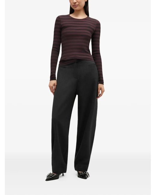 Ganni Purple Stripe Rib Long-Sleeve