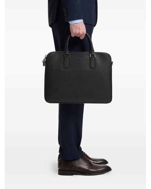 Boss Black Leather Briefcase for men