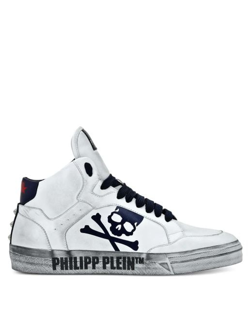 Philipp Plein White Retrokickz Tm Mid-Top Sneakers