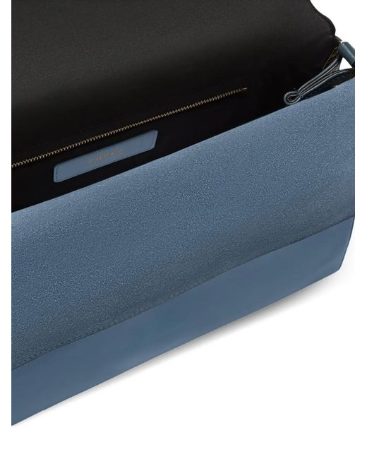 Furla Blue Domus Flap Hardware Shoulder Bag