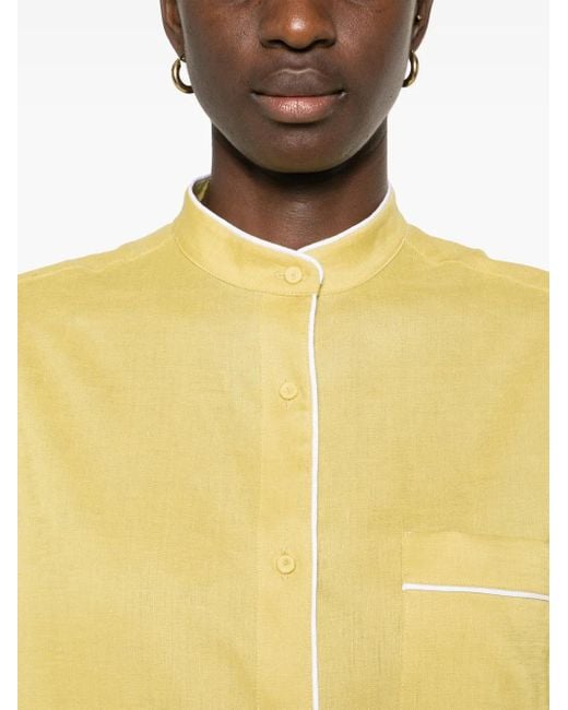 Fabiana Filippi Yellow Contrast-Trim Linen Shirt