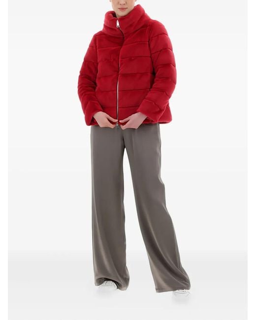 Herno Red Funnel-Neck Jacket