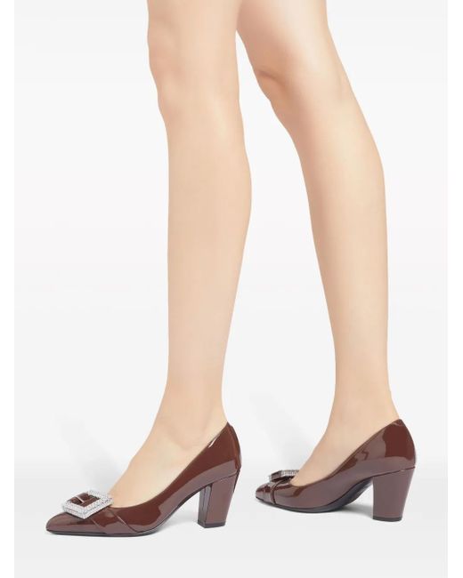 Giuseppe Zanotti Brown Buckle-Detail Leather Pumps