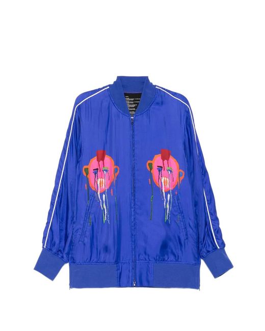Nude:mm Blue Graphic-Print Bomber Jacket for men