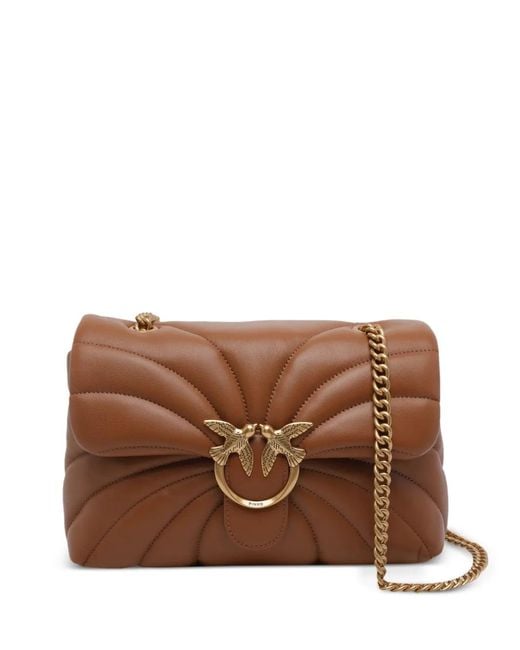 Pinko Brown Love Puff Quilted Shoulder Bag