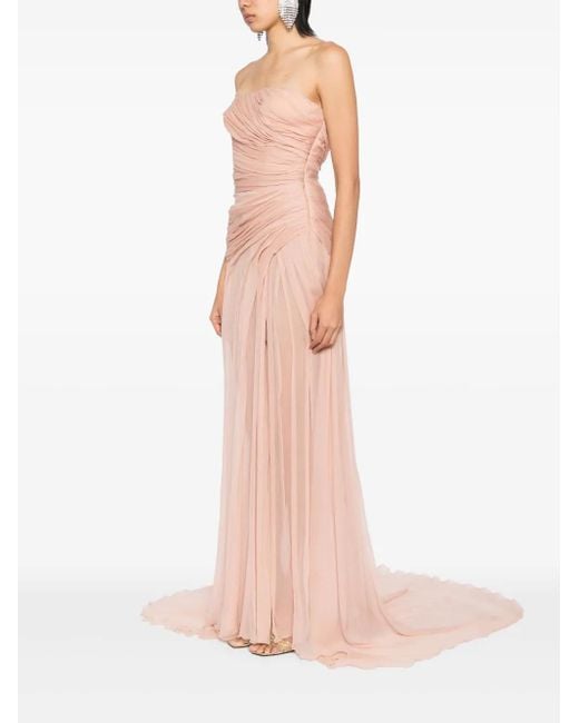 Ermanno Scervino Pink Strapless Draped Gown