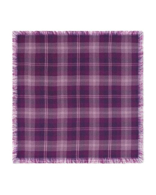 Eric Bompard Purple Checked Fringed Scarf