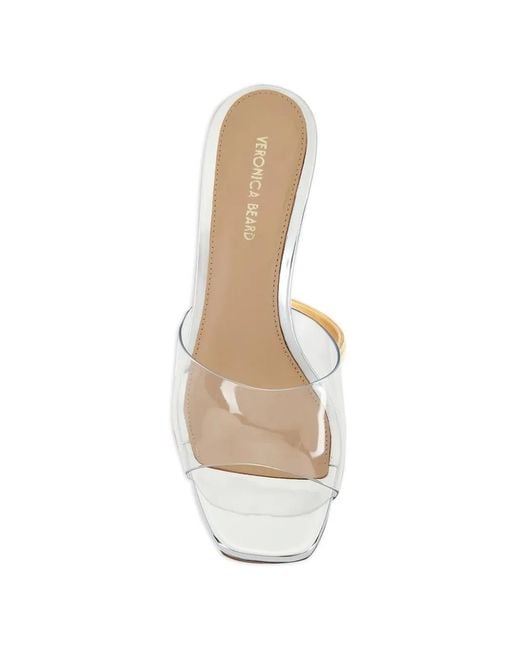 Veronica Beard White Square Toe Wedge Sandals
