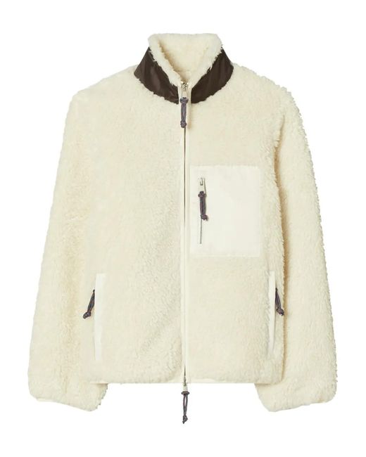 Tory Burch Natural Fleece Colourblock Jacket