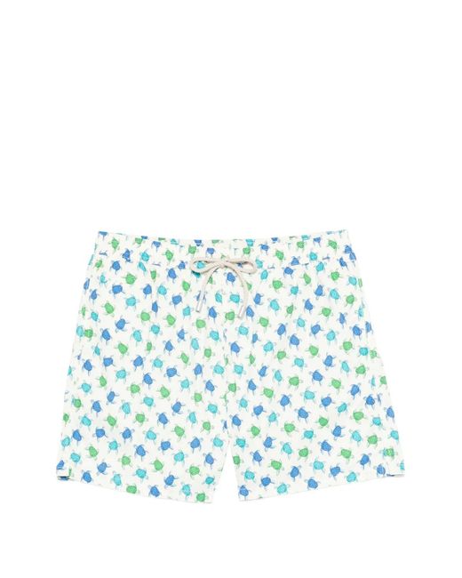 Mc2 Saint Barth Blue Lighting Micro Turtle-Print Drawstring Swim Shorts for men