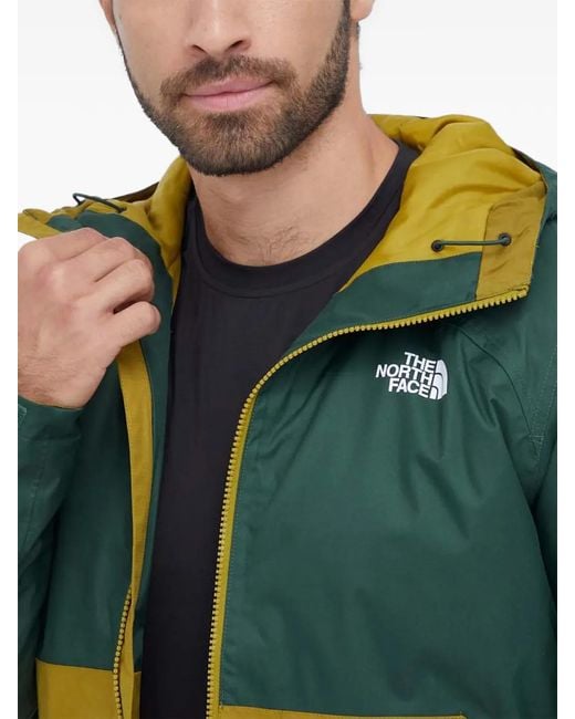 The North Face Green Hooded Colour-Block Performance Jacket for men