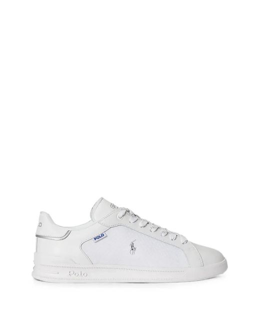Polo Ralph Lauren White Logo-Embroidered Lace-Up Sneakers for men