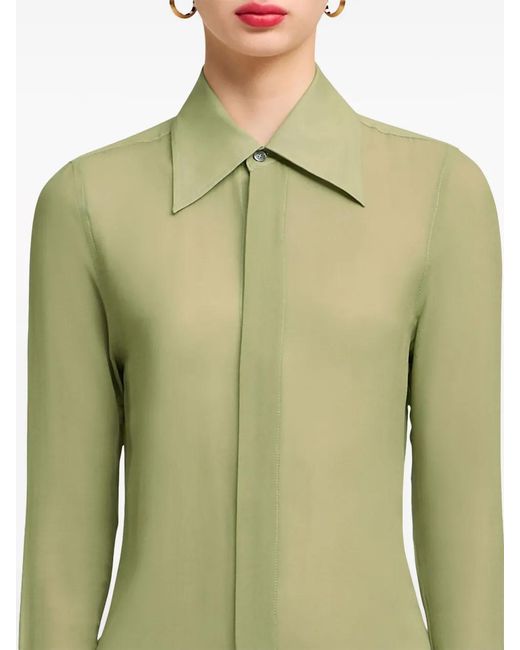 AMI Green Floor-Length Silk Shirt Dress