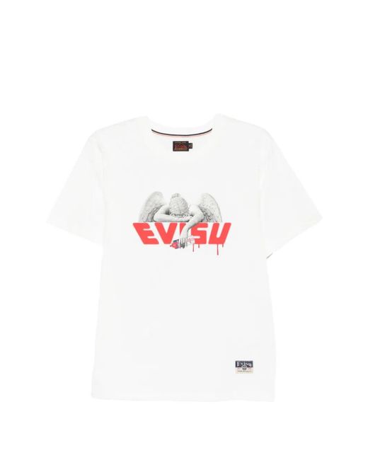 Evisu White Logo-Print T-Shirt for men
