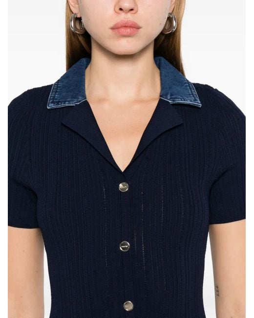 Robe En Maille À Col V Sandro en coloris Blue