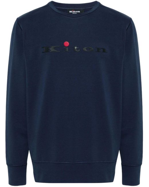 Kiton T-shirt Met Logo in het Blue voor heren