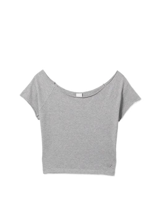 AAPE BY A BATHING AP Gray Logo Patched Crop T-Shirt