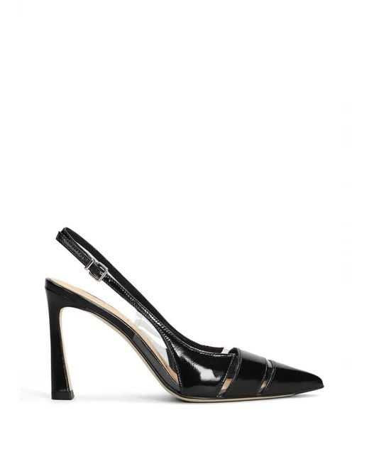 Chantal Black Patent-Leather Transparent-Panel Pumps