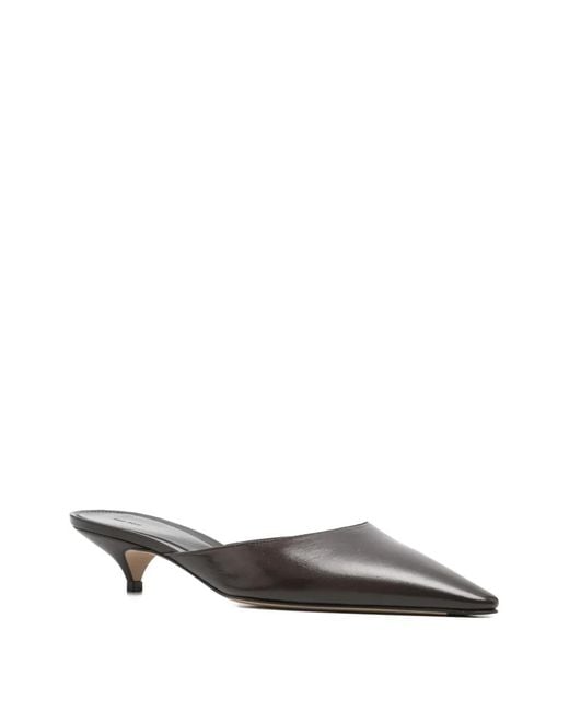 The Row White Pointed Leather Mules