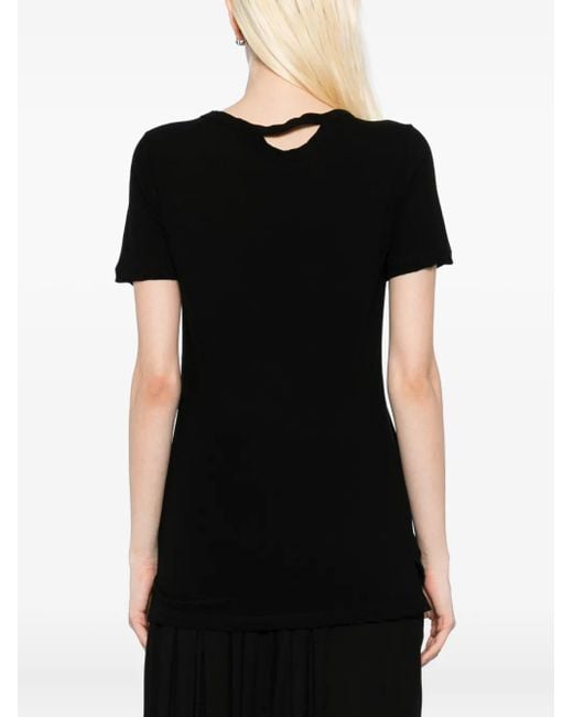 Yohji Yamamoto Black Tie-Detailing Cotton T-Shirt
