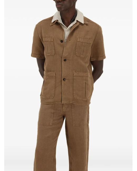 Fortela Brown Bohem Pocket Short-Sleeve Shirt for men