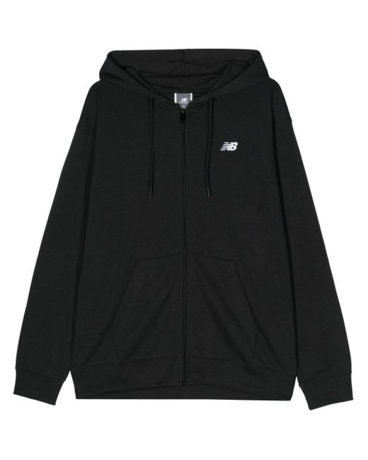 New Balance Black Embroidered-logo Zipped Hoodie for men