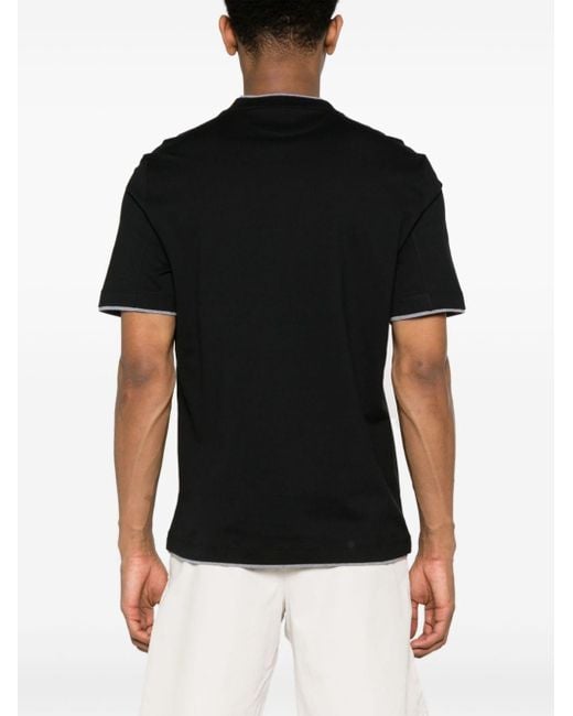 T-shirt con design a strati di Brunello Cucinelli in Black da Uomo