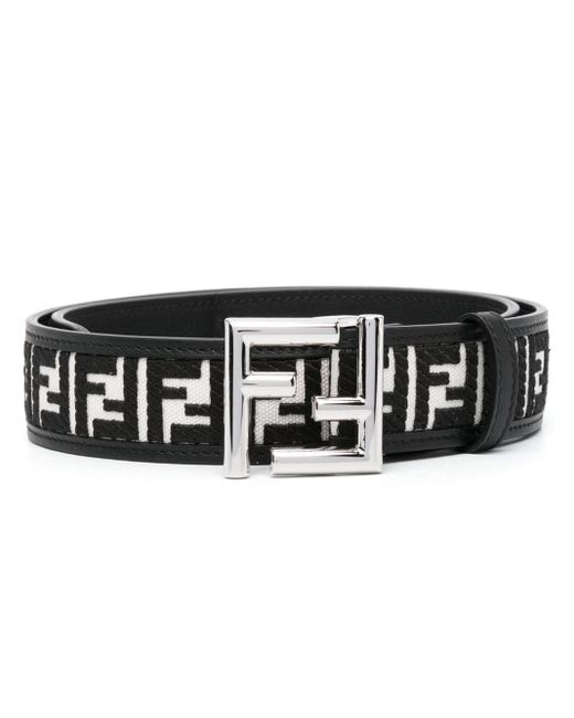 Fendi Black Ff Logo Belt
