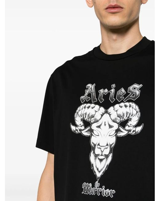 Neil Barrett Black Aries Graphic-Print Cotton T-Shirt for men