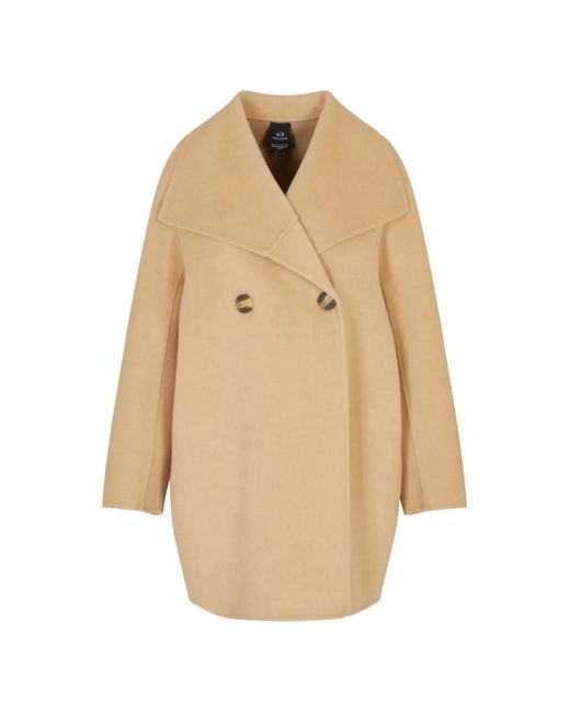 ARMANI EXCHANGE Natural Double-Breasted Coat