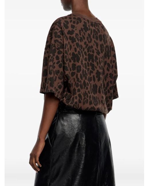 Bimba Y Lola Brown Leopard-Print T-Shirt